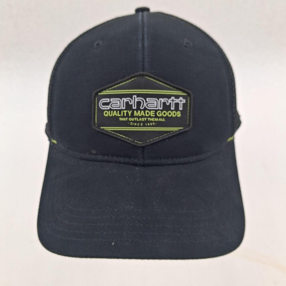 Carhartt Hat Cap Snap Back One Size Black Trucker Mesh Patch Neon Logo Mens